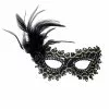 Schwarze Mystic Augenmaske Mit Rose & Federn