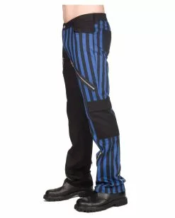 Blau-schwarze Punk Hose Mit Streifen