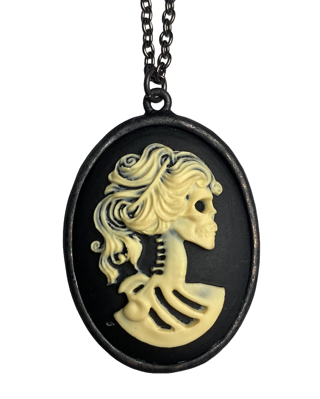 Schwarze Totenkopf Cameo Gothic Kette – Bild 2