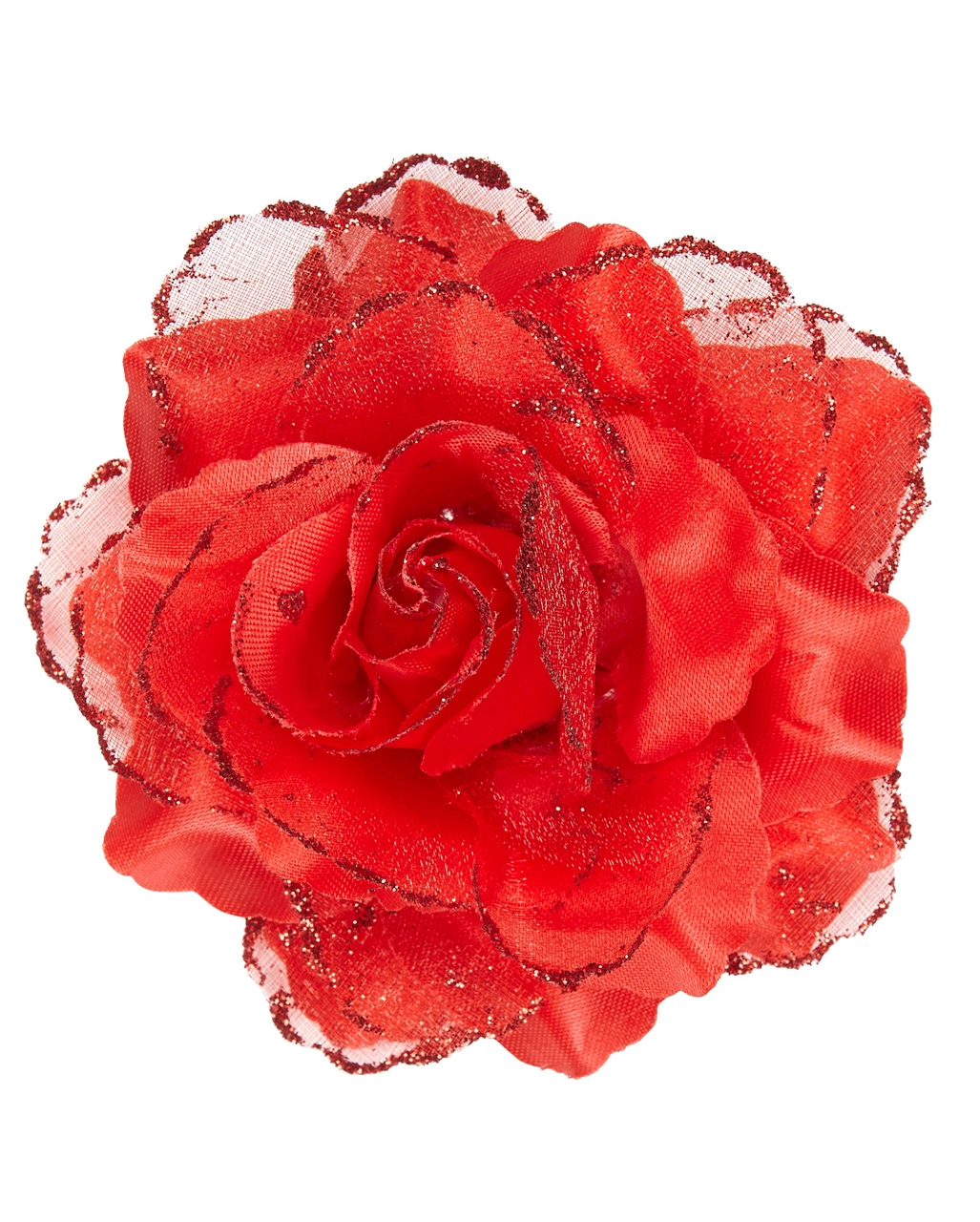 Rote Glitzer-Rose Haarspange