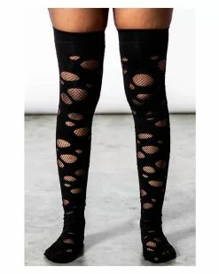 Schwarze Wretched Soul Distress Strümpfe KILLSTAR