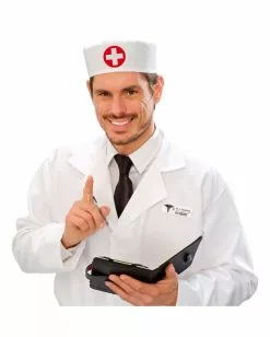 Arzt & Schwesternkappe Weiß-Rot