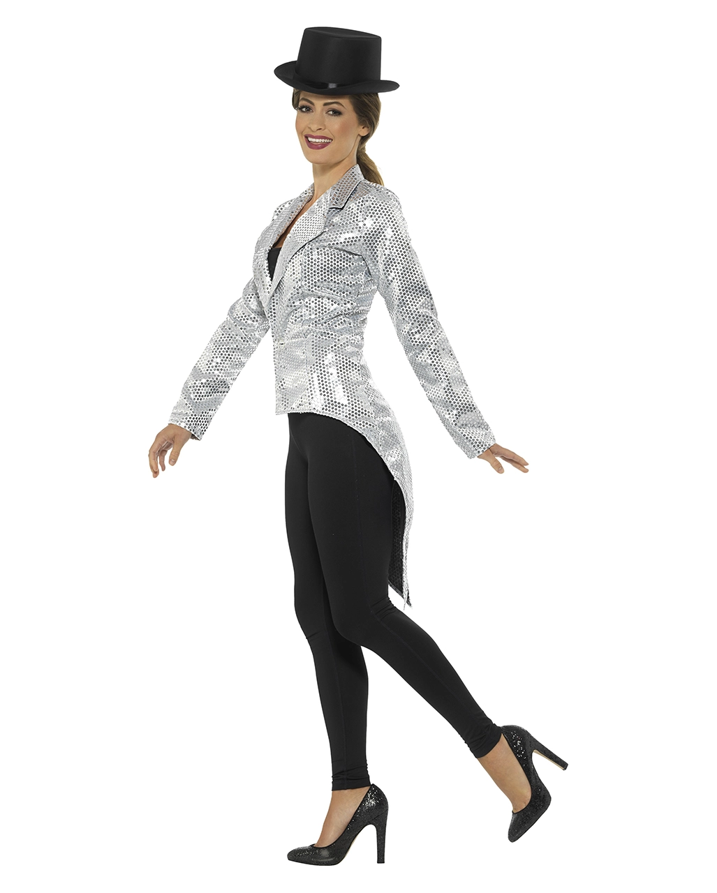 Silberne Frauen Pailletten-Jacke – Bild 2