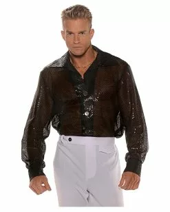 Schwarzes Pailletten Hemd