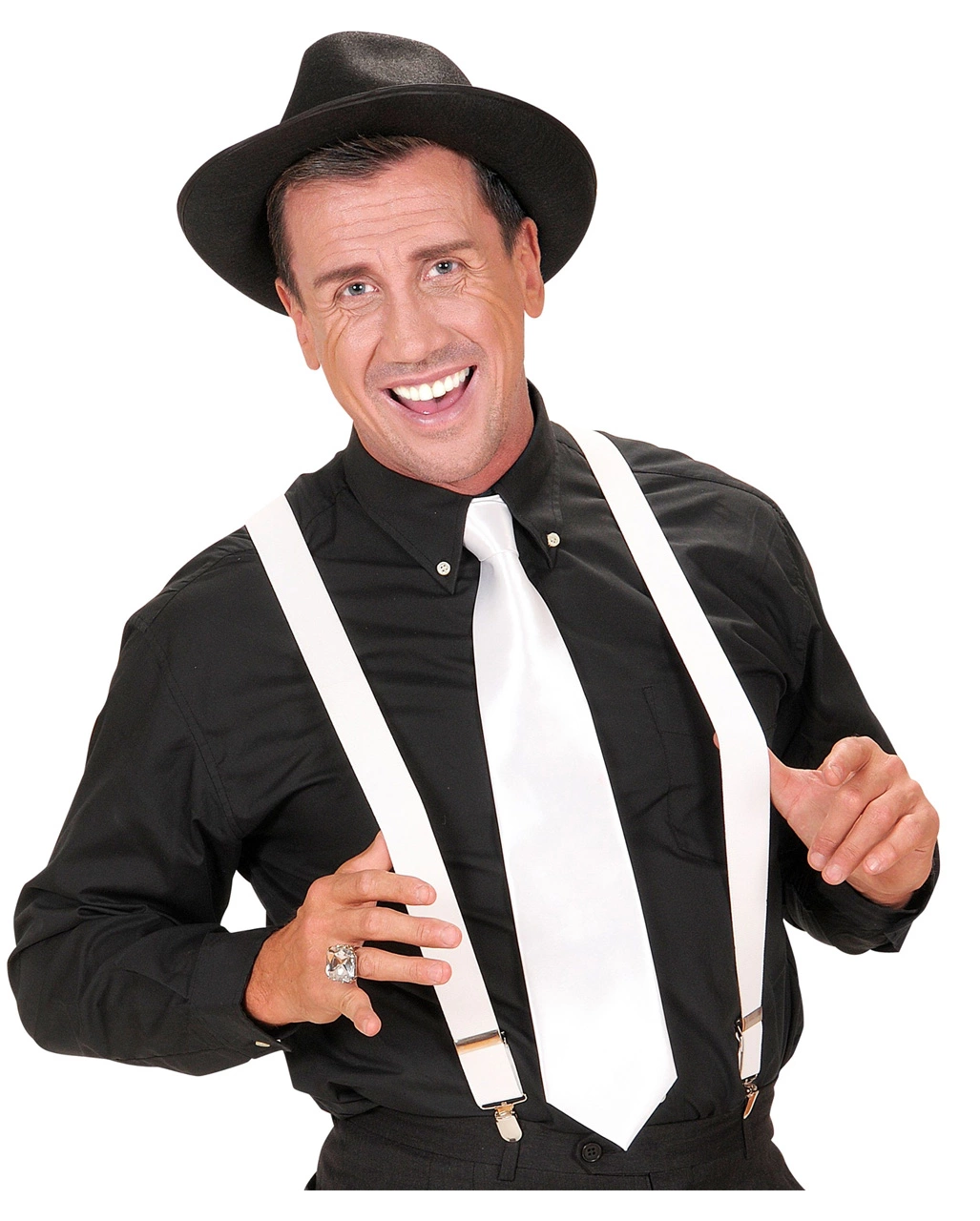 Mafia Hosenträger Weiß – Bild 2