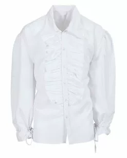 Weißes Herrenhemd Mit Rüschen & Knöpfen